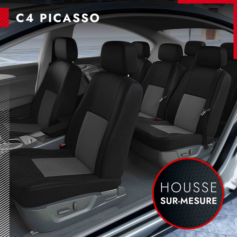 Housses de siège sur mesure pour Citroen C4 Picasso Monospace (2006-2013)  5-personnes - housse siege voiture - couverture siege - Auto-Dekor -  Premium - gris gris