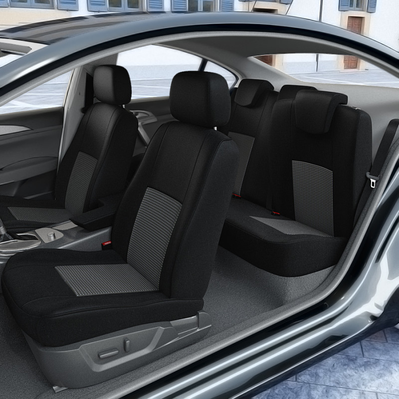 Ensemble: tapis de voiture en caoutchouc + housses de siège confectionnées  sur mesure pour Renault Captur I SUV (2013-2019) - Elegance - P-3
